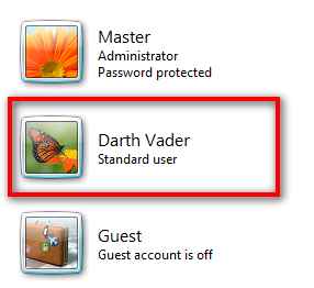 New user account in Windows 7