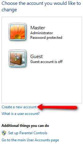 Create a new account