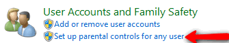 Set up parental control for any user