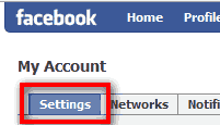 Facebook Settings Page