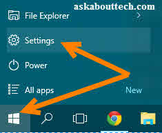 Windows 10 Start Button to Settings