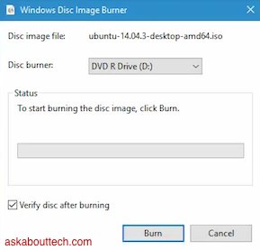 Burning ISO to Disc using Windows 10