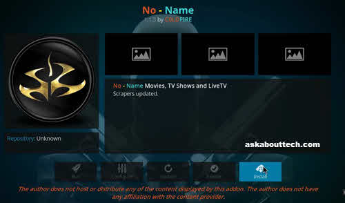 How to Install No Name on Kodi 17.4