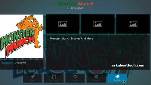 Installing Monster Munch for Kodi 17.4