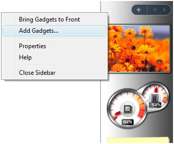 gadget for vista sidebar